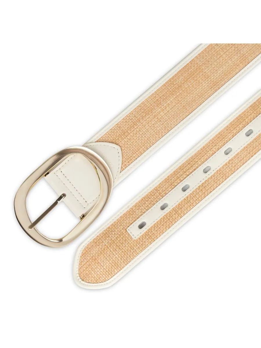 Женский двусторонний ремень два в одном с массивной пряжкой Calvin Klein, Natural Straw/Bone — изображение 4 из 6