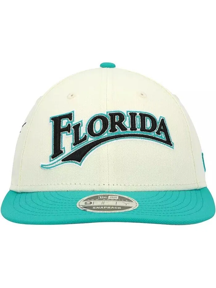 Мужская низкопрофильная шляпа Snapback 9FIFTY с фетровым кремом Florida Marlins New Era — изображение 2 из 4, бежевый