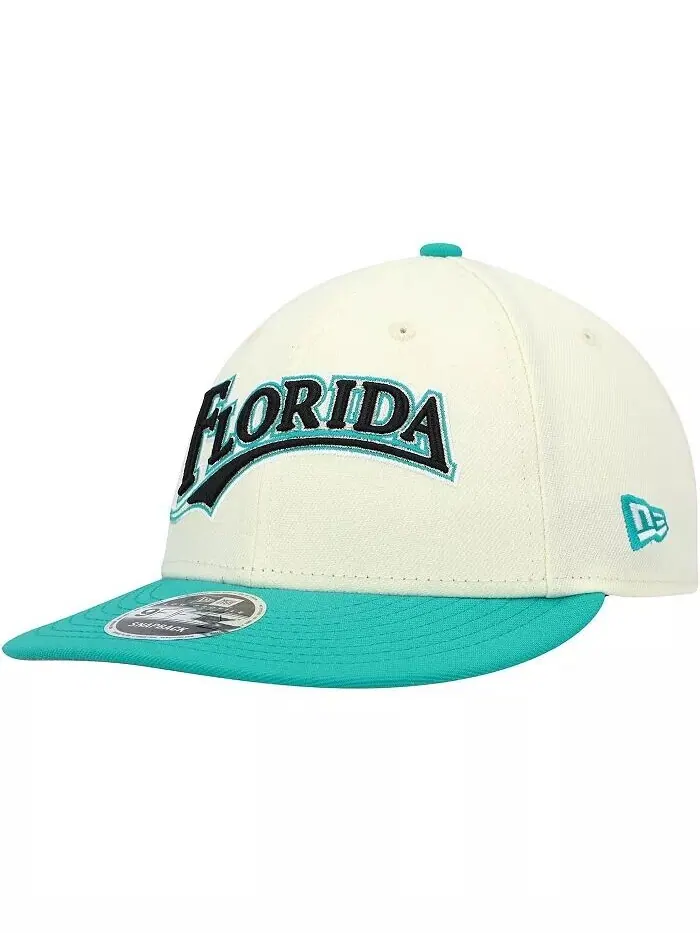 Мужская низкопрофильная шляпа Snapback 9FIFTY с фетровым кремом Florida Marlins New Era — изображение 3 из 4, бежевый