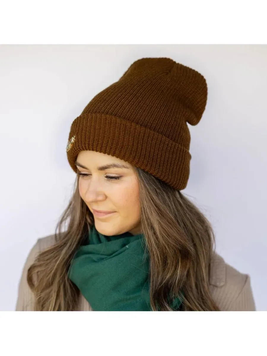 Женская классическая вязаная шапка-бини в рубчик Headbands Of Hope — изображение 2 из 3, коричневый