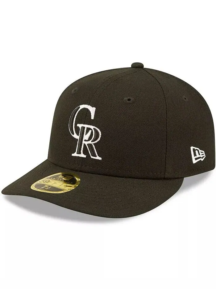 Мужская низкопрофильная шляпа Colorado Rockies черно-белая приталенная 59FIFTY New Era