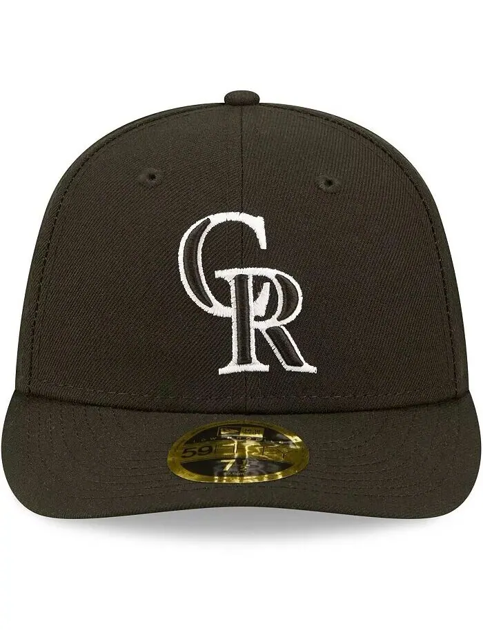 Мужская низкопрофильная шляпа Colorado Rockies черно-белая приталенная 59FIFTY New Era — изображение 2 из 2, черный белый