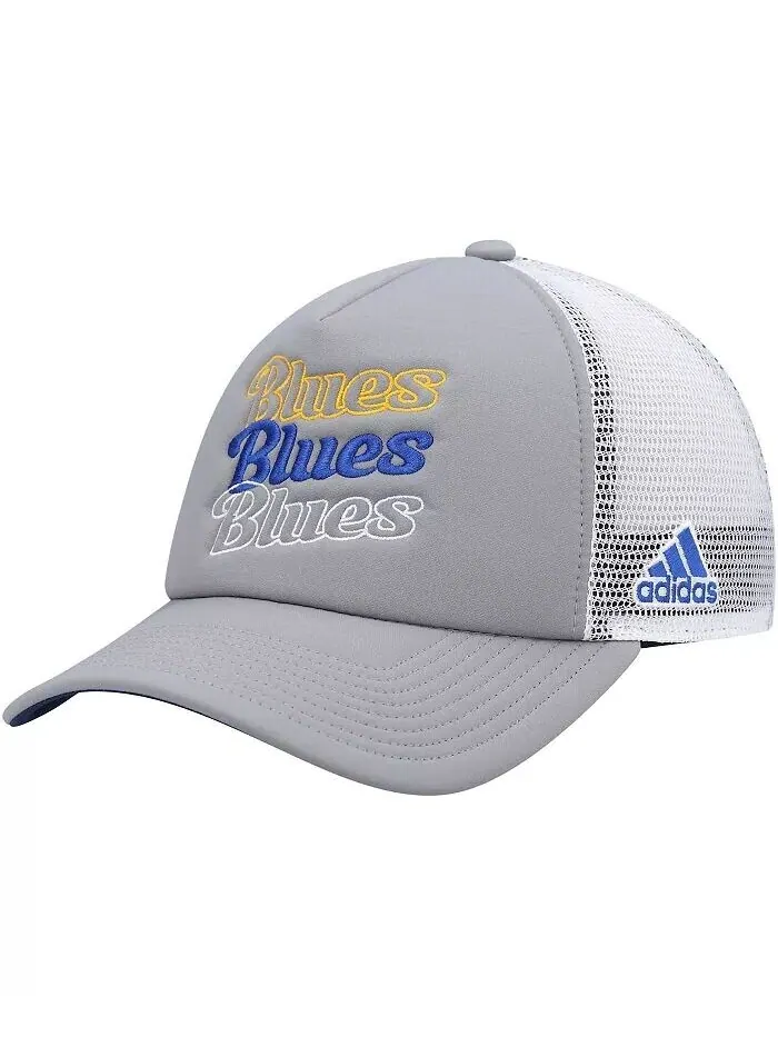 Женская серо-белая шляпа St. Louis Blues Foam Trucker Snapback Adidas