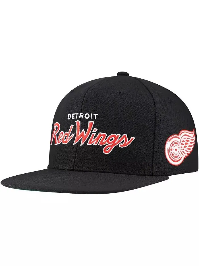 Мужская черная бейсболка Detroit Red Wings Core Team Script 2.0 Snapback Mitchell & Ness — изображение 1 из 4