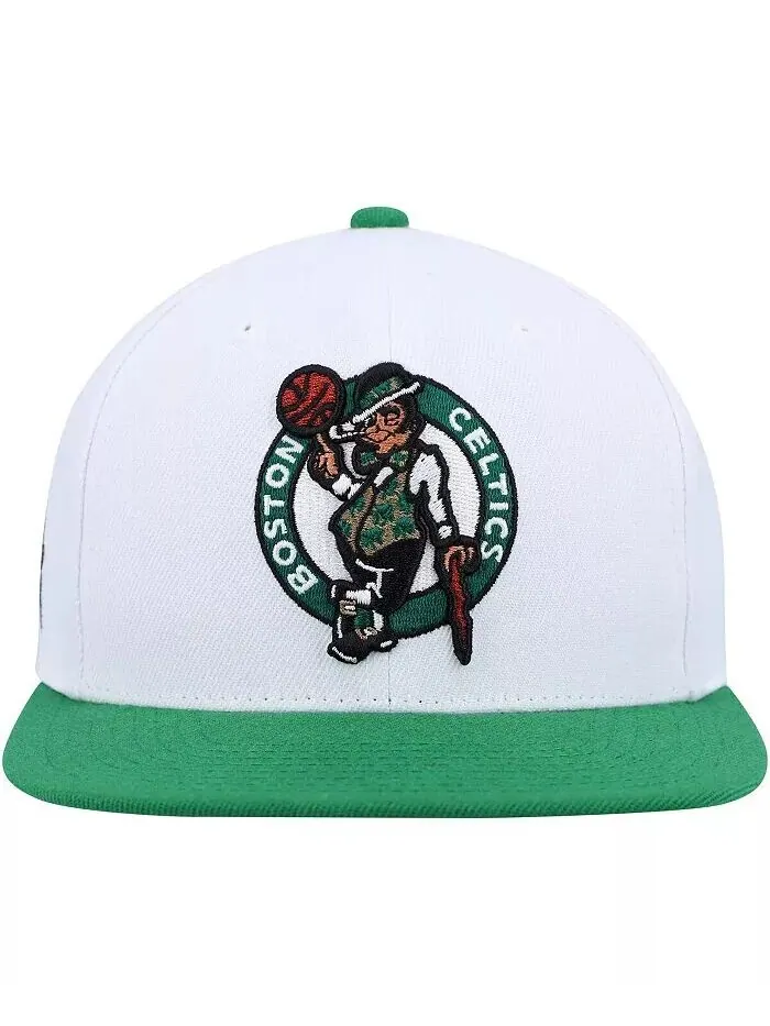 Мужская бело-зеленая кепка Boston Celtics Side Core 2.0 Snapback Mitchell & Ness — изображение 2 из 2, белый зеленый