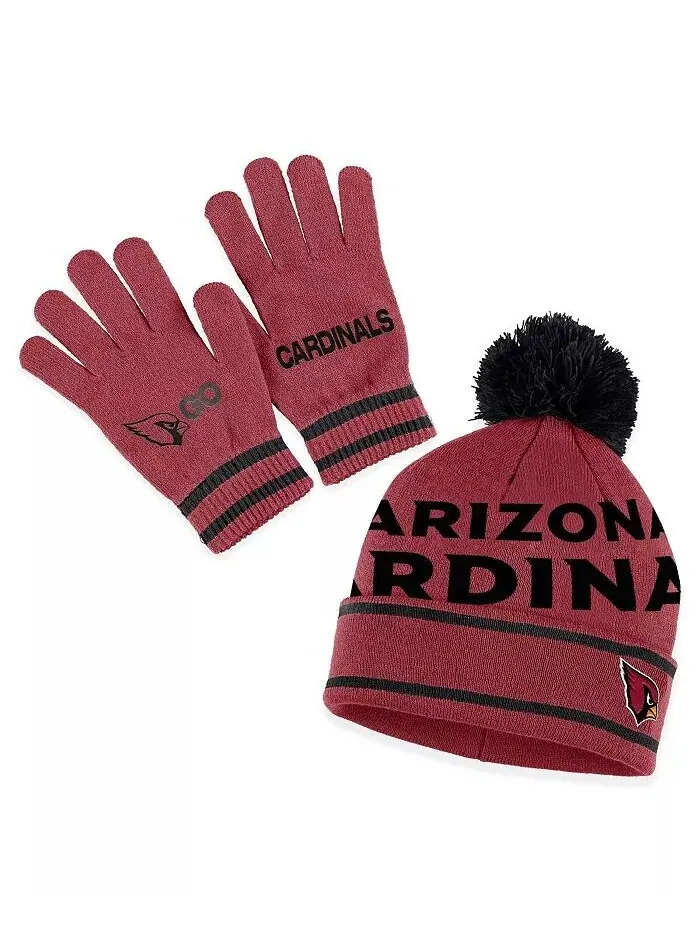 Женская вязаная шапка с двойными жаккардовыми манжетами Cardinal Arizona Cardinals, комплект с — изображение 1 из 2, красный