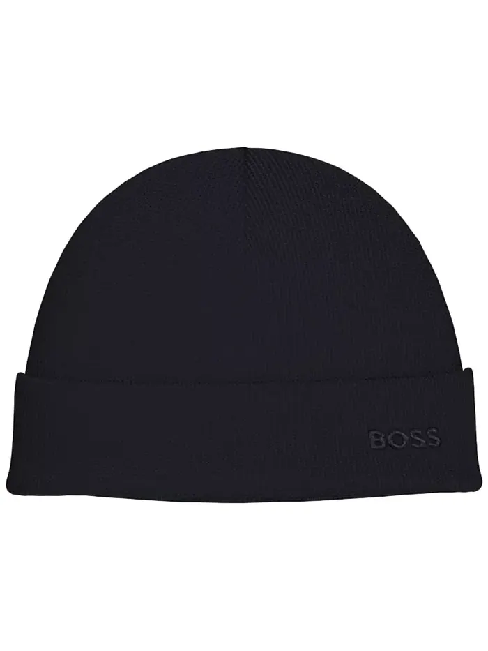 Мужская шапка-бини с логотипом в стиле вафельной вязки Hugo Boss — изображение 1 из 1, синий