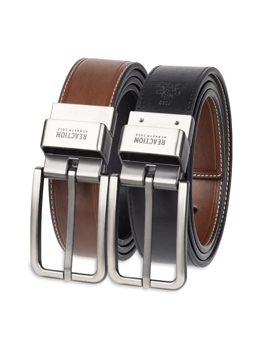 Мужской двусторонний эластичный пояс 2-в-1 Kenneth Cole Reaction — изображение 6 из 6, коричневый черный