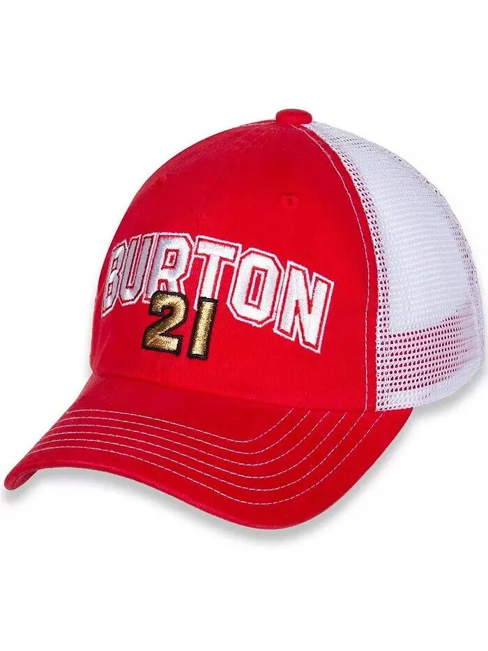 Женская красно-белая шляпа с регулируемым именем и номером Harrison Burton Checkered Flag Sports — белый