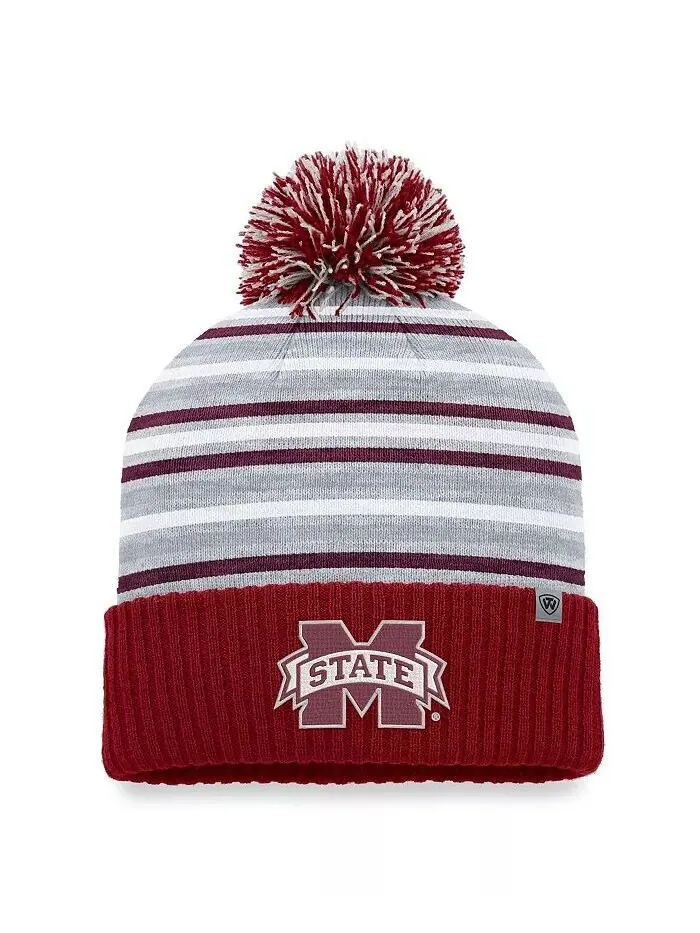 Мужская темно-бордовая вязаная шапка Mississippi State Bulldogs Dash с манжетами и помпоном Top Of — изображение 1 из 2