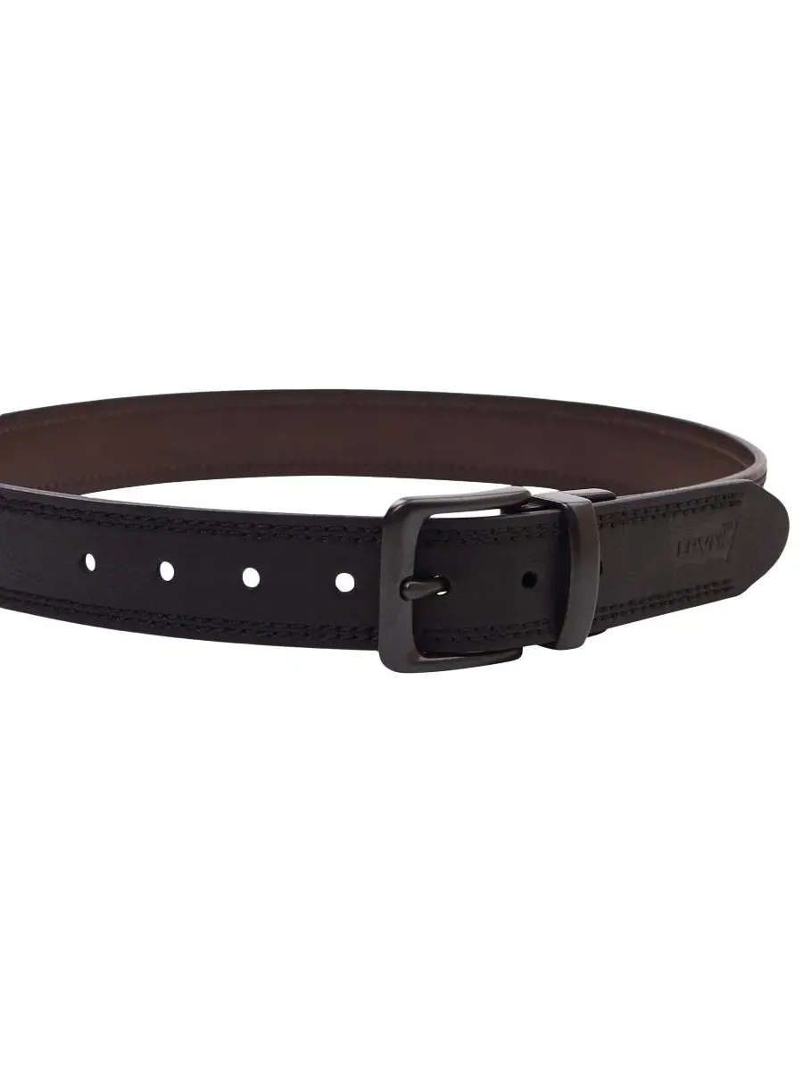 Мужской двусторонний повседневный джинсовый пояс «два в одном» Levi's — изображение 3 из 6, коричневый/черный