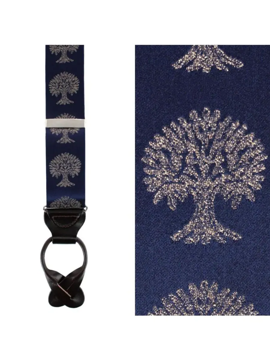 Мужские подтяжки Heritage Oak Tree с шелковыми пуговицами на концах TRAFALGAR — изображение 2 из 3, темно-синий