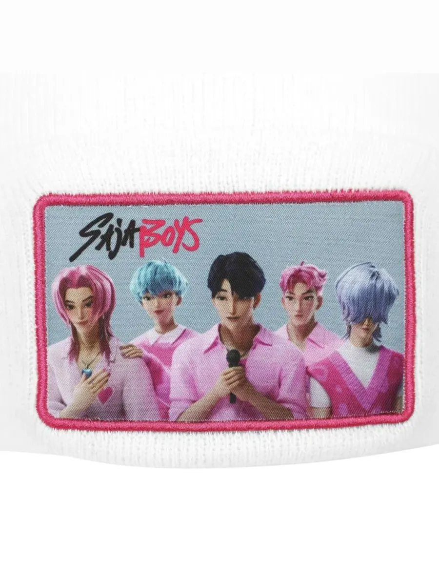 Мужская вязаная шапка Saja Boys с белой манжетой Kpop Demon Hunters — изображение 8 из 8, белый