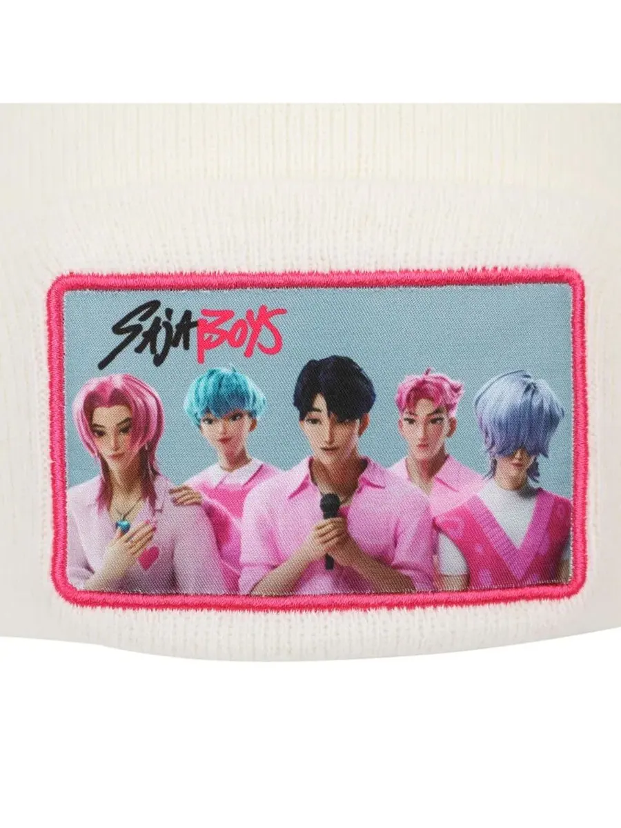 Мужская вязаная шапка Saja Boys с белой манжетой Kpop Demon Hunters — изображение 5 из 8, белый