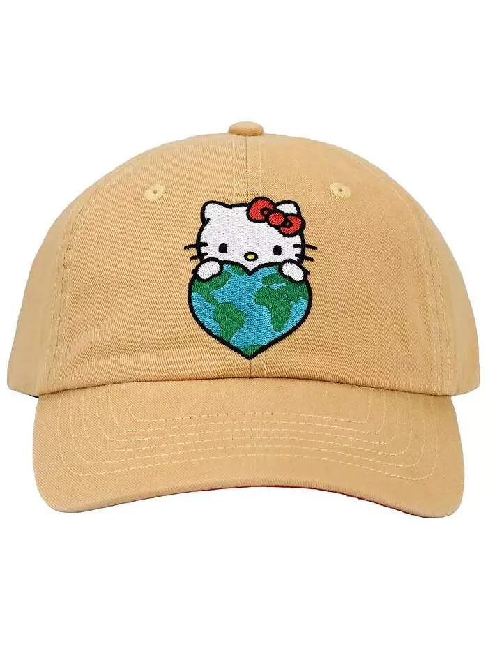 Вышитая Hello Kitty холщовая хлопковая твиловая кепка для папы Sanrio — изображение 1 из 3, коричневый