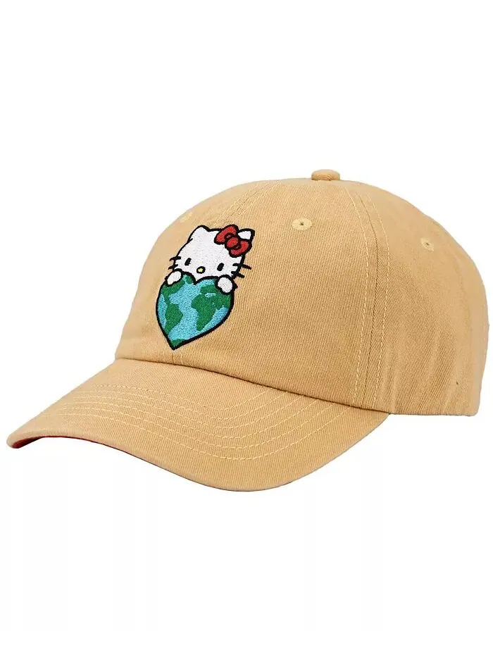 Вышитая Hello Kitty холщовая хлопковая твиловая кепка для папы Sanrio — изображение 2 из 3, коричневый