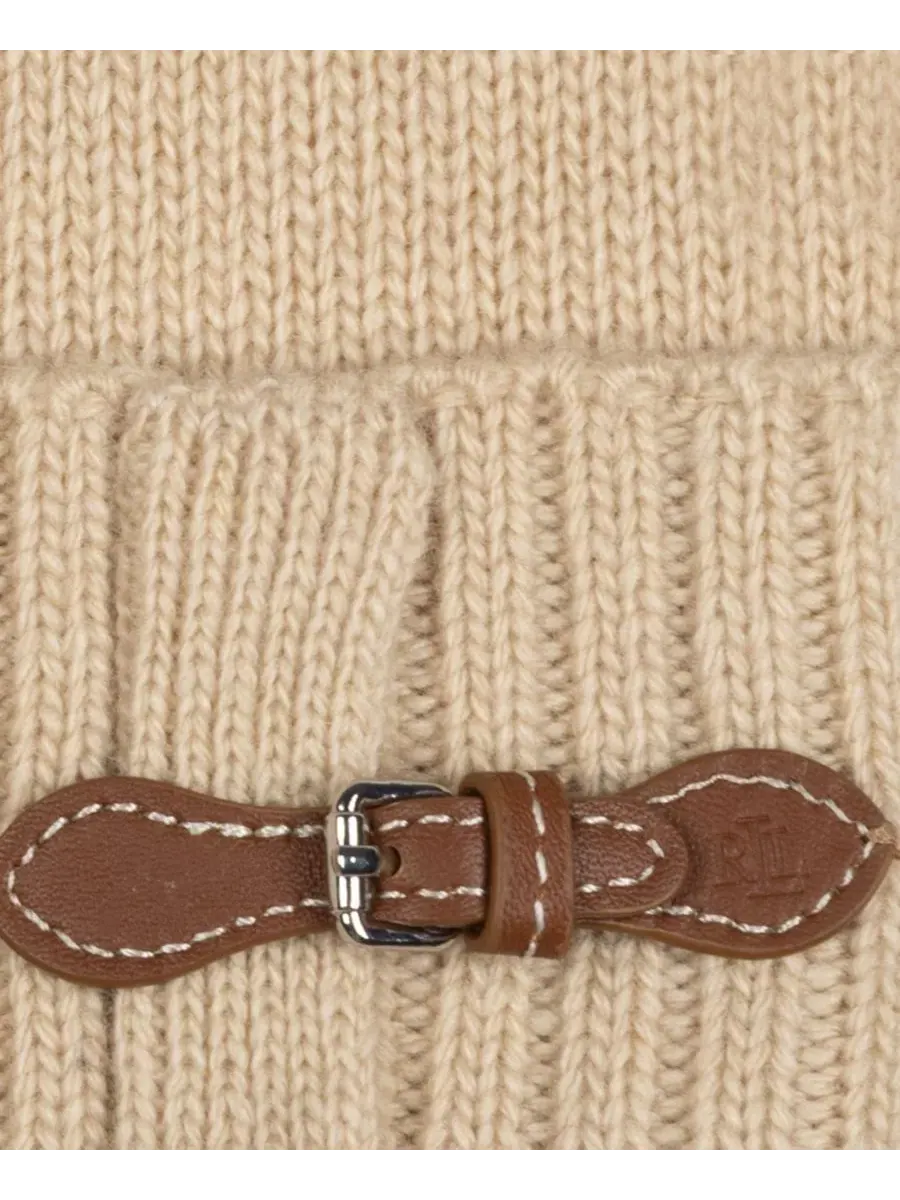 Шапка Equestrian Buckle Merino Knit Hat Lauren Ralph Lauren — изображение 3 из 5, коричневый