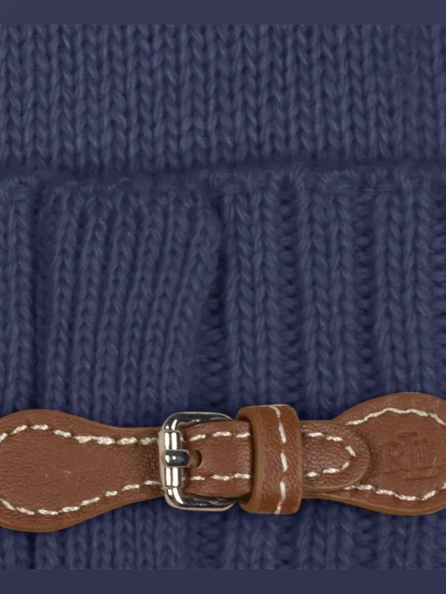 Шапка с пряжкой Equestrian Buckle Merino Knit Hat Lauren Ralph Lauren — изображение 3 из 5, темно-синий