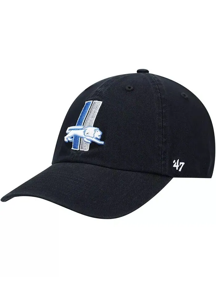 Мужская черная регулируемая шапка Detroit Lions Clean Up Legacy '47 Brand — изображение 1 из 4, черный
