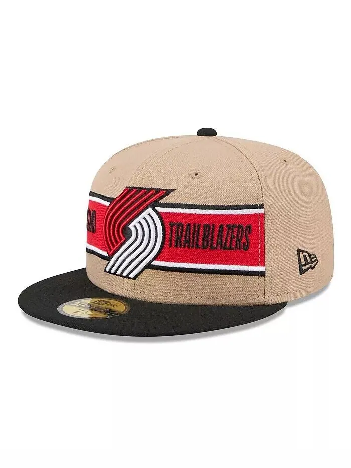 Мужская светло-коричневая/черная кепка Portland Trail Blazers 2024 NBA Draft 59FIFTY New Era