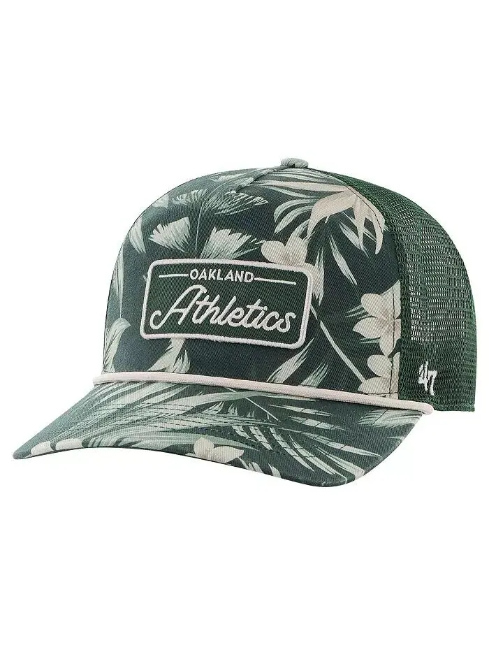 Мужская зеленая регулируемая кепка Oakland Athletics Tropicalia Trucker Hitch '47 Brand — изображение 1 из 2, зеленый