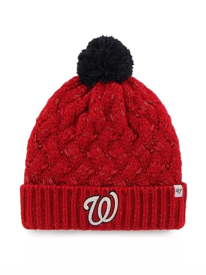 Женская вязаная шапка с манжетами '47 Red Washington Nationals с помпоном '47 Brand — изображение 1 из 1, красный