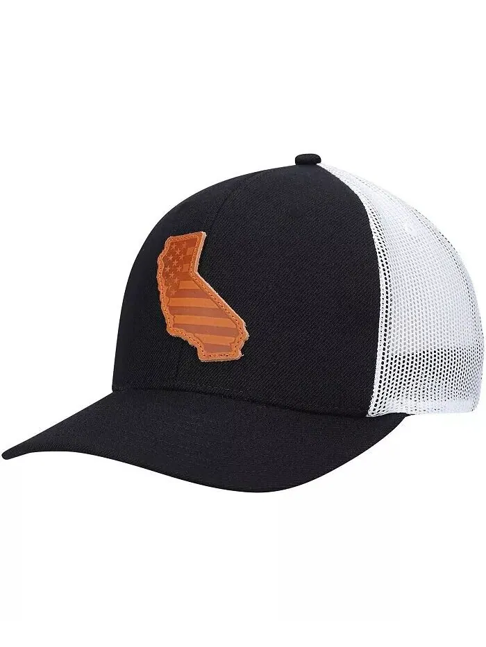 Мужская черная кепка Trucker Snapback с кожаными нашивками California Local Crowns — без цвета