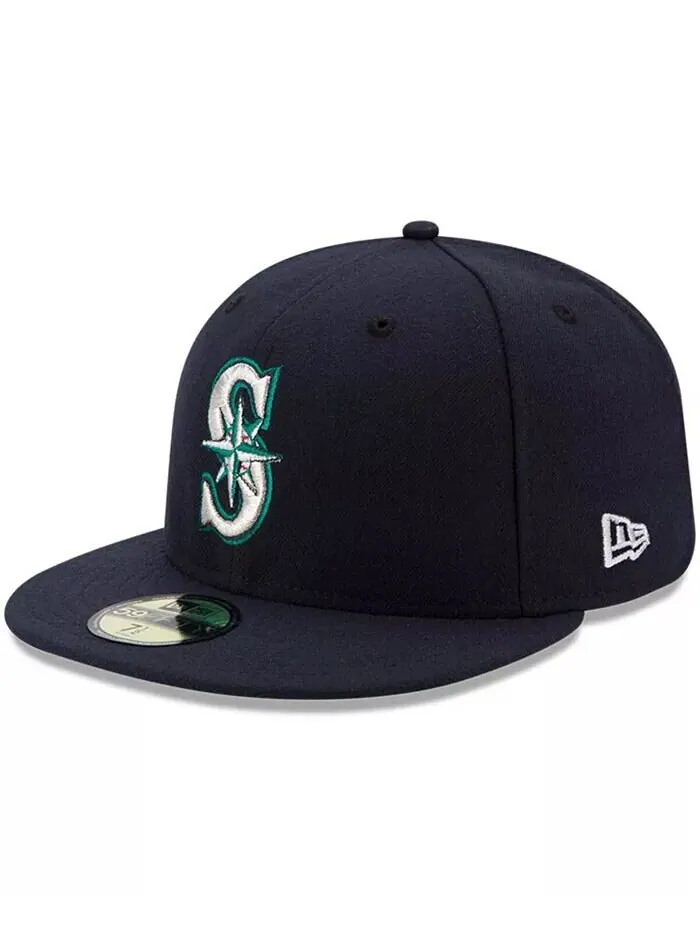 Мужская темно-синяя приталенная шляпа Seattle Mariners Authentic Collection On Field 59FIFTY New Era — изображение 1 из 4