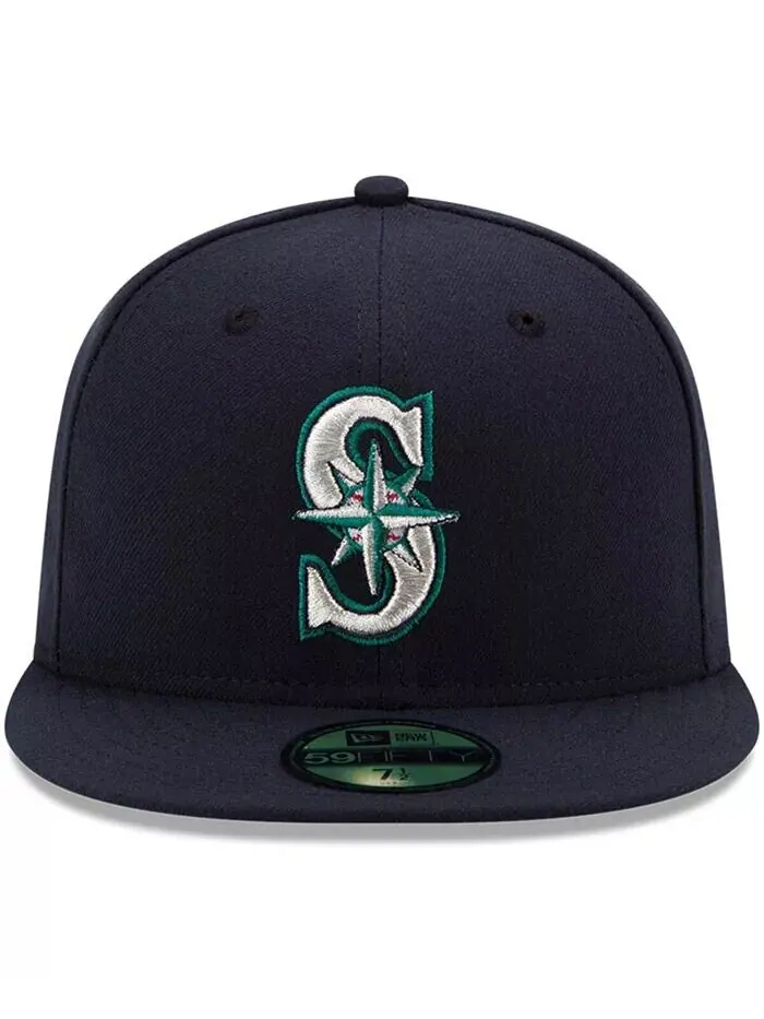 Мужская темно-синяя приталенная шляпа Seattle Mariners Authentic Collection On Field 59FIFTY New Era — изображение 2 из 4