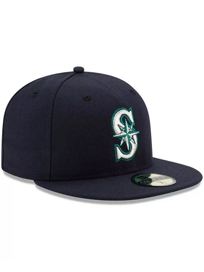Мужская темно-синяя приталенная шляпа Seattle Mariners Authentic Collection On Field 59FIFTY New Era — изображение 3 из 4
