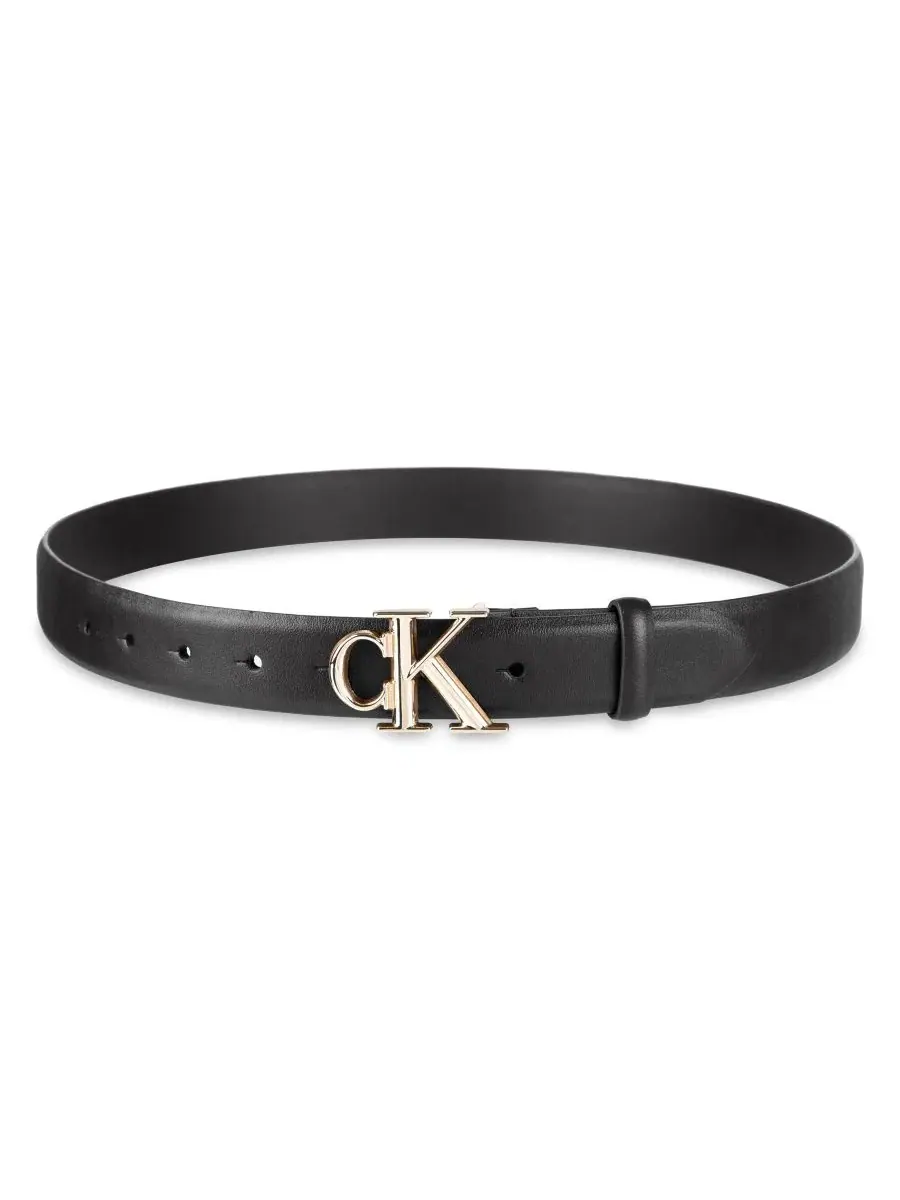 Женский узкий пояс CK с монограммой и пряжкой Calvin Klein — изображение 4 из 5, черный