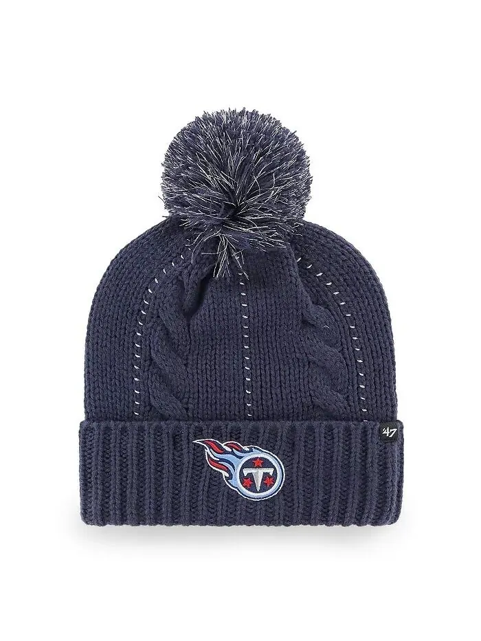 Женская темно-синяя вязаная шапка Tennessee Titans Bauble с манжетами и помпоном '47 Brand — изображение 1 из 2, темно-синий