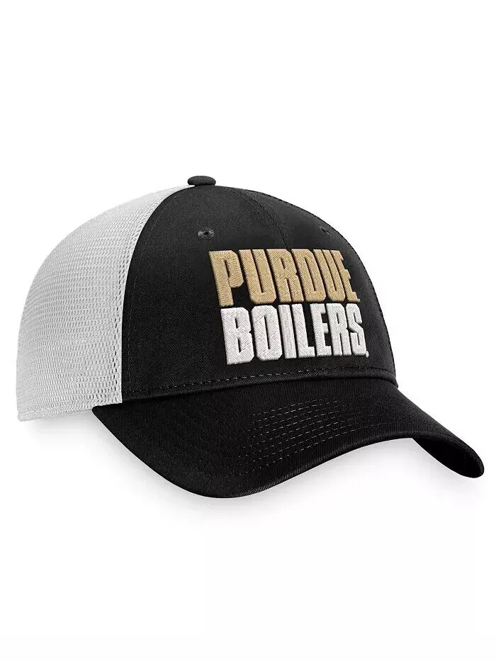 Мужская черно-белая кепка Purdue Boilermakers Stockpile Trucker Snapback Top Of The World — изображение 2 из 4, черный белый