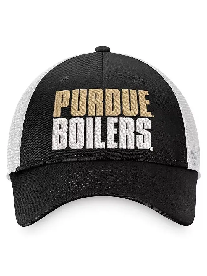 Мужская черно-белая кепка Purdue Boilermakers Stockpile Trucker Snapback Top Of The World — изображение 4 из 4, черный белый