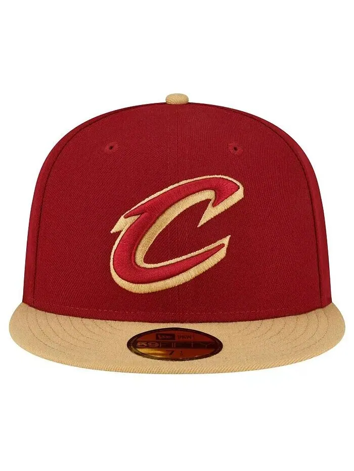 Мужская винно-золотая шляпа Cleveland Cavaliers, 2 тона 59FIFTY, облегающая шляпа New Era — изображение 3 из 4