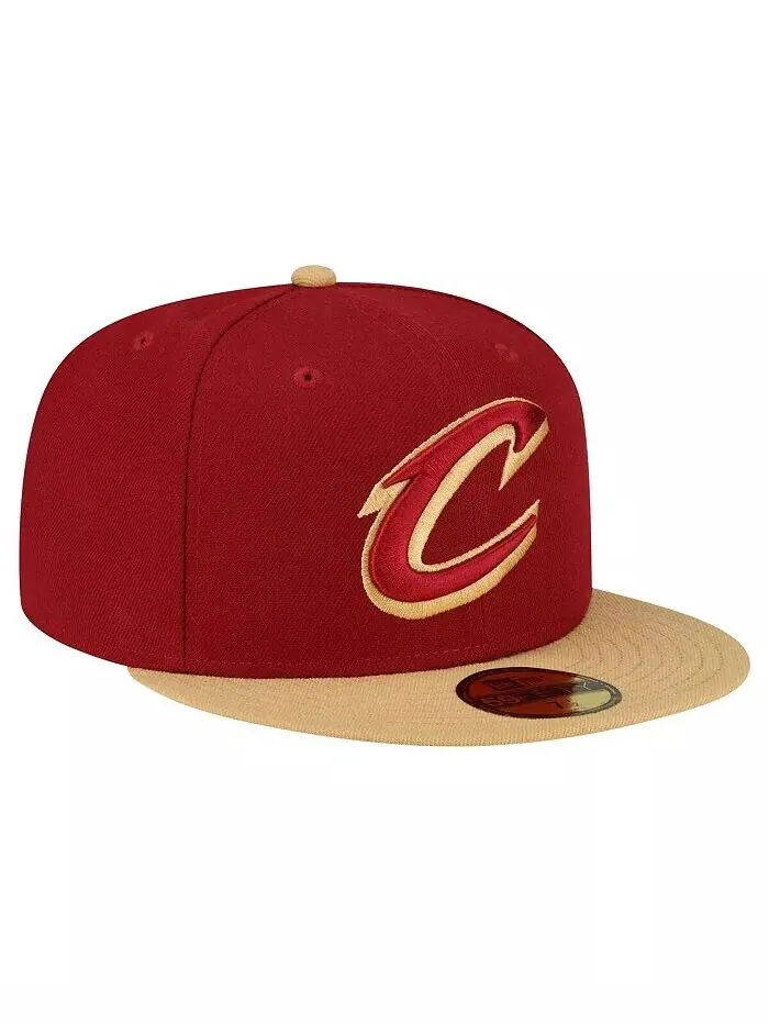 Мужская винно-золотая шляпа Cleveland Cavaliers, 2 тона 59FIFTY, облегающая шляпа New Era — изображение 4 из 4