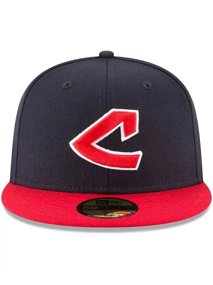Мужская темно-синяя шляпа Cleveland Indians Cooperstown Collection Wool 59FIFTY приталенная шляпа — изображение 4 из 4