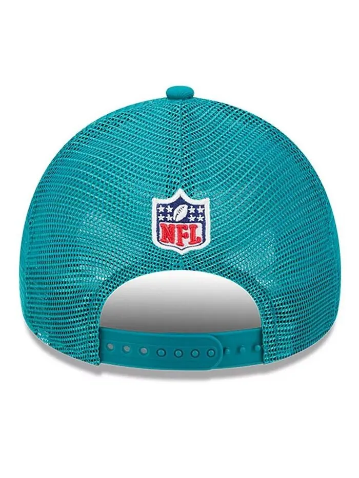 Мужская регулируемая кепка Stone/Aqua Miami Dolphins 2024 Sideline Historic 9FORTY A-Frame Trucker — изображение 3 из 4