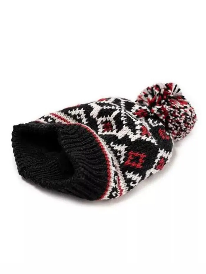 Женская шапка-бини с исландским узором Muk Luks — изображение 2 из 2, черный