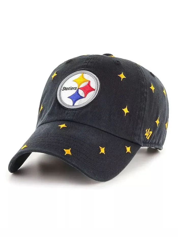 Мужская и женская черная кепка Pittsburgh Steelers Confetti Clean Up Adjustable '47 Brand — изображение 1 из 2