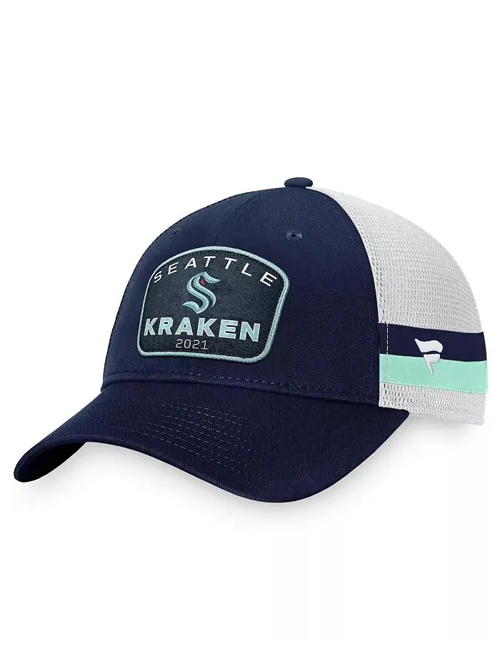 Мужская темно-синяя, белая полосатая кепка водителя грузовика Seattle Kraken Fundamental с — изображение 1 из 4