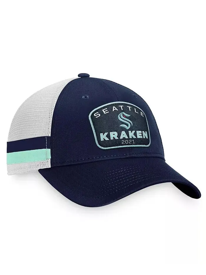 Мужская темно-синяя, белая полосатая кепка водителя грузовика Seattle Kraken Fundamental с — изображение 4 из 4