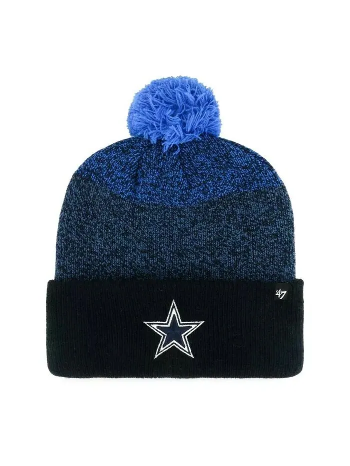 Мужская темно-синяя вязаная шапка с манжетами и помпоном Dallas Cowboys Dark Freeze '47 Brand — изображение 1 из 2