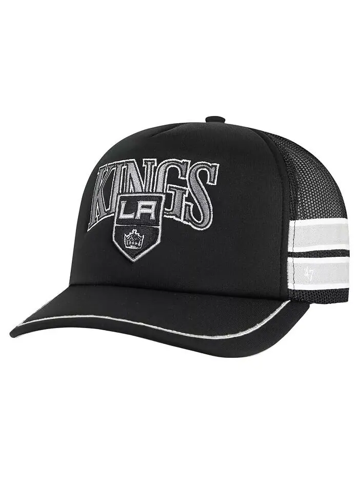 Мужская черная кепка с полосками по бокам Los Angeles Kings Trucker Snapback '47 Brand — изображение 1 из 2, черный