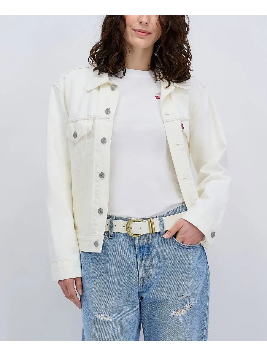 Женский кожаный пояс с двойной металлической петлей Levi'S — изображение 7 из 8, белый