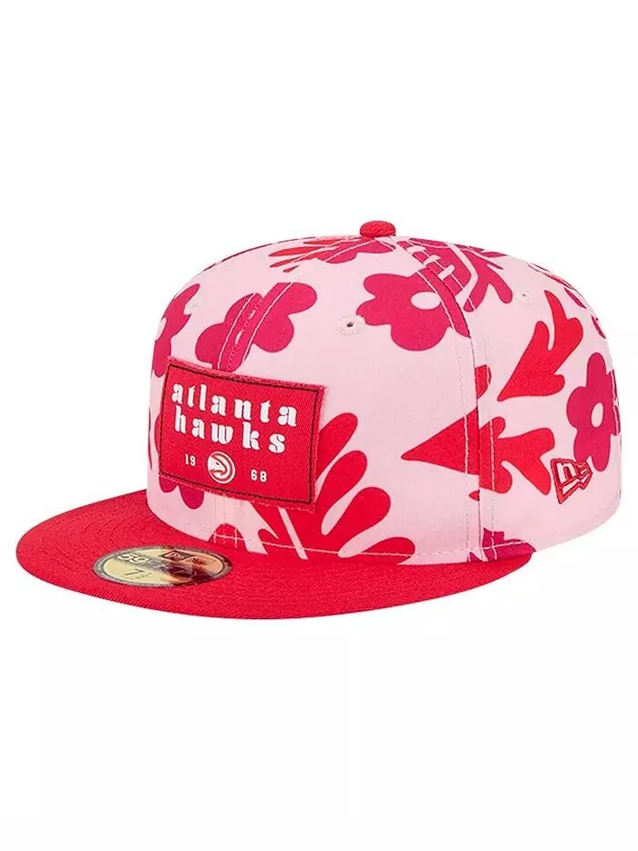 Мужская красная приталенная шляпа Atlanta Hawks Palm Fronds 2-цветная 59FIFTY New Era