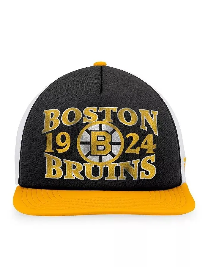 Мужская черно-золотая рваная кепка Boston Bruins Heritage в винтажном стиле из пеноматериала — изображение 2 из 4