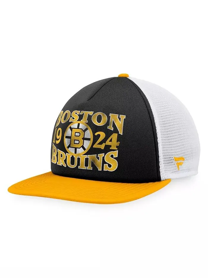 Мужская черная, золотистая состаренная бейсболка-кепка Trucker Snapback Boston Bruins Heritage — изображение 1 из 4