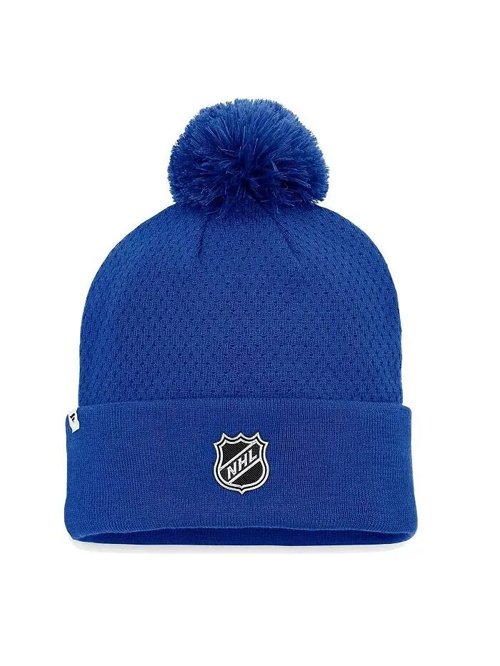 Женская синяя вязаная шапка St. Louis Blues Authentic Pro Road с манжетами и помпоном Fanatics — изображение 2 из 2