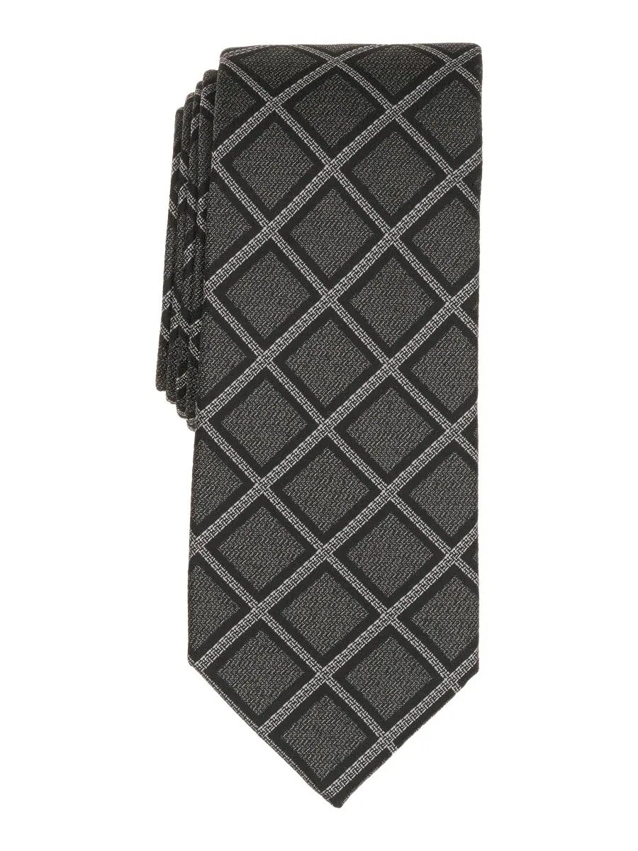 Мужской галстук Oakmont Grid Slim Tie Alfani — изображение 1 из 3, черный/серый
